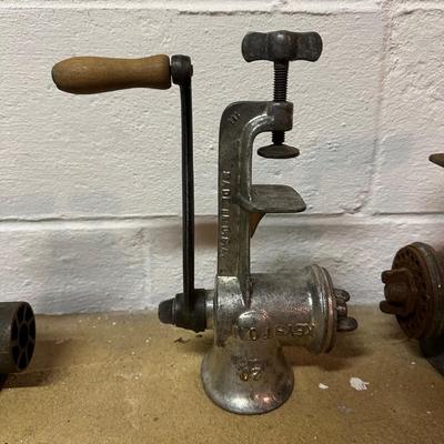 LOT 245B: Collection Of Antique Cast Iron Meat Grinders