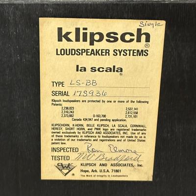 LOT 246B: Vintage Klipsch La Scala LS-BB Floor Standing Speaker