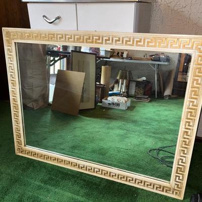 LOT 926Den: Vintage heavy large Greek Key motif mirror