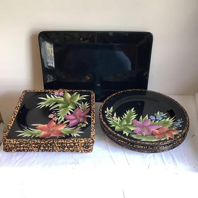 K8039 Laurie Gates Floral Pottery Lot