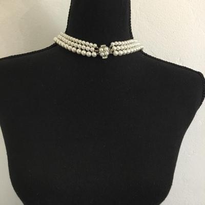 Beautiful Faux pearl three strand beaded necklace