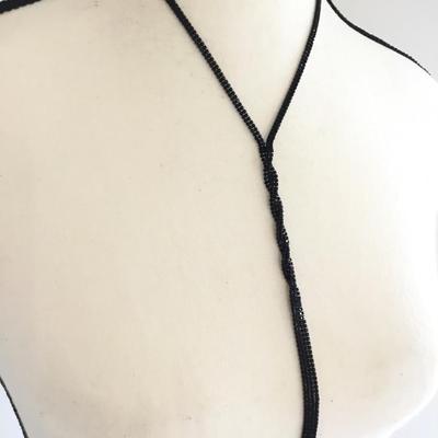 sparkly Black, rhinestone & chain nodded tassel, necklace