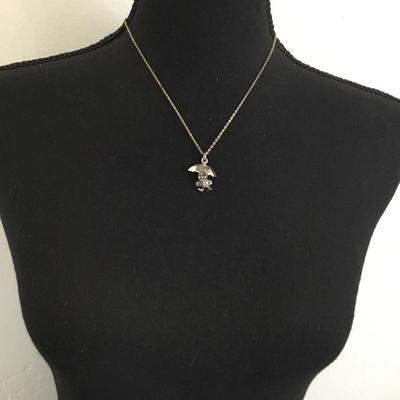 Vintage, vintage collectible, credit union, umbrella man charm necklace