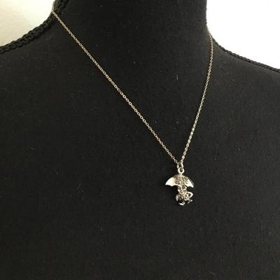 Vintage, vintage collectible, credit union, umbrella man charm necklace