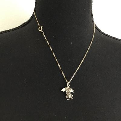 Vintage, vintage collectible, credit union, umbrella man charm necklace