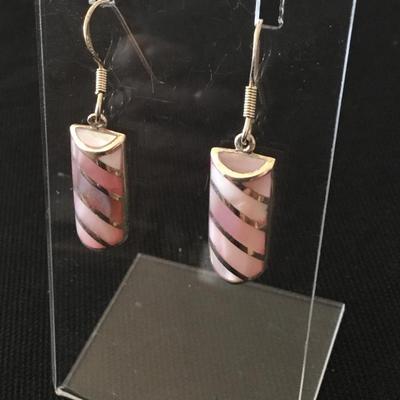 925 sterling silver, and Shell inlay earrings