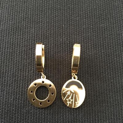 Super cute, gold, toned, dainty hoop, dangle earrings