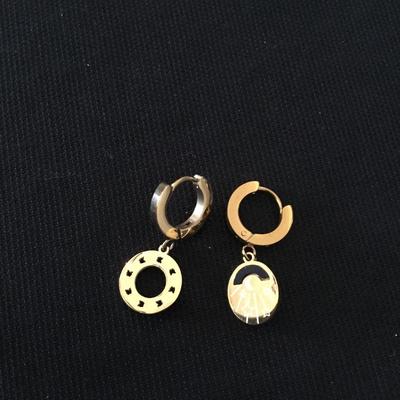 Super cute, gold, toned, dainty hoop, dangle earrings