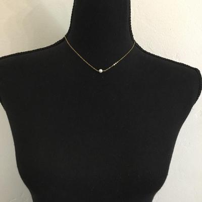 Dainty gold filled chain necklace, and genuine pearl