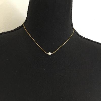 Dainty gold filled chain necklace, and genuine pearl