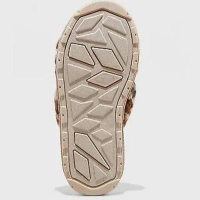 Size 10 Stars Above (Target) Leopard Royal Brown Slide Slipper • Cushion Footbed Indoor Outdoor Sole