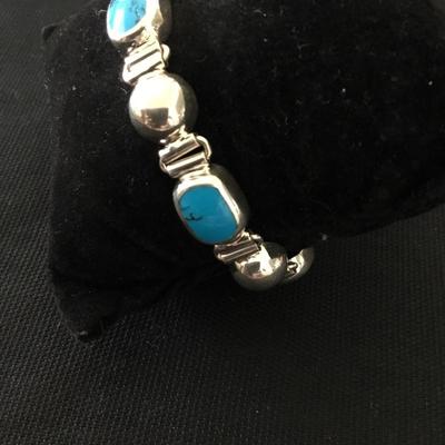 Tested silver & turquoise toggle bracelet