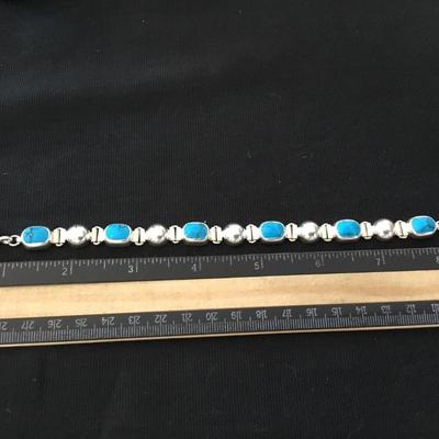 Tested silver & turquoise toggle bracelet