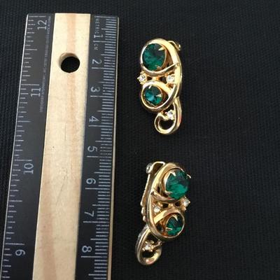 Vintage clip on earrings, gold toned