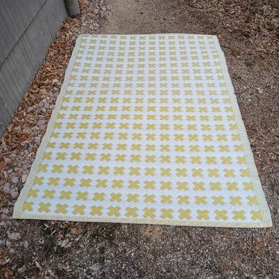 Yellow X designed reversible outdoor area rug 70" x 48"