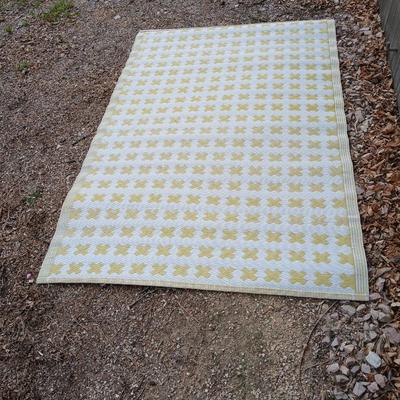 Yellow X designed reversible outdoor area rug 70" x 48"