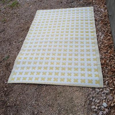 Yellow X designed reversible outdoor area rug 70" x 48"