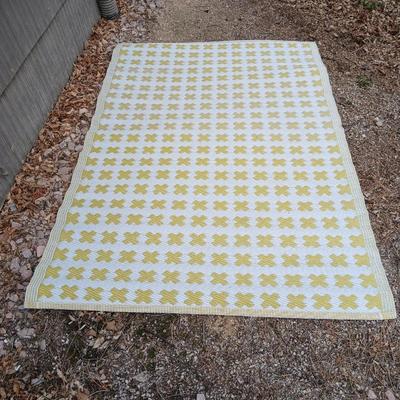 Yellow X designed reversible outdoor area rug 70" x 48"