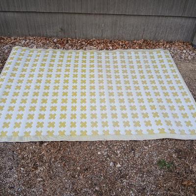 Yellow X designed reversible outdoor area rug 70" x 48"