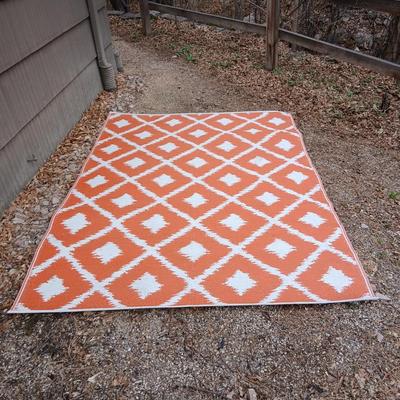 Orange diamonds designed reversible outdoor area rug 84" x 60"
