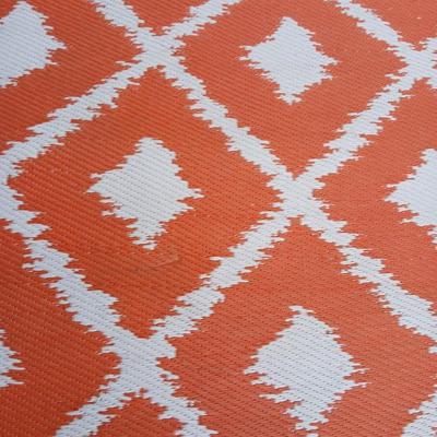 Orange diamonds designed reversible outdoor area rug 84" x 60"