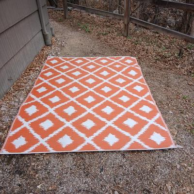 Orange diamonds designed reversible outdoor area rug 84" x 60"