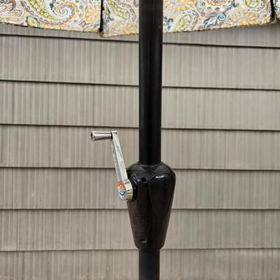 Like new crank style umbrella with umbrella stand