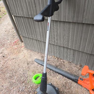 Black & Decker Electric yard tools - weed eater / trimmer with string and a blower with attachments and bag
