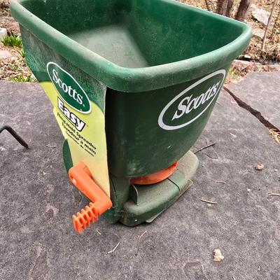 Garden tools - Scott's handheld spreader -Aluminum Garden shovel -Hand fork and Fiskars Pruners and weed tool