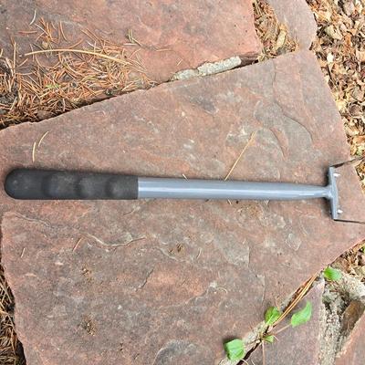 Gardening tools - hand leaf paddle rakes - Stainless digging trowel - Hand scuffle hoe and a yellow jacket trap with bait