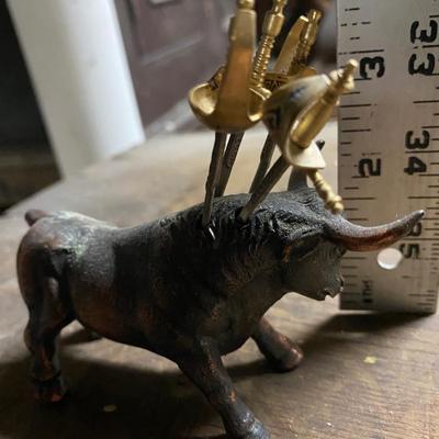 VINTAGE SPANISH TOLEDO SWORD COCKTAIL PICKS stuck in BULL