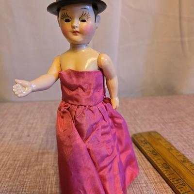 Vintage male doll in dress & top hat