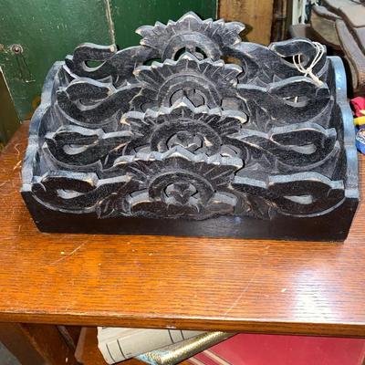 Carved wood letter sorter