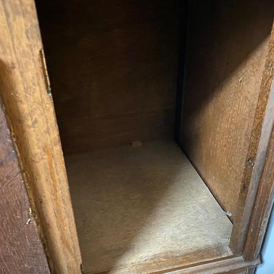 Antique storage cabinet with card catalog drawers