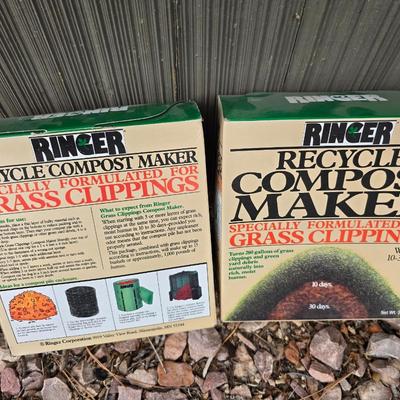 Gardening items - Leaf taco, canvass leaf funnel with two boxes of Ringer compost maker for the leaves - Turn your leaves into compost!