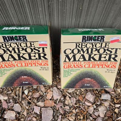 Gardening items - Leaf taco, canvass leaf funnel with two boxes of Ringer compost maker for the leaves - Turn your leaves into compost!