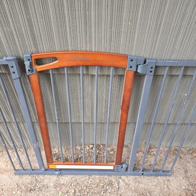 Two child / Pet gates - summer wood with metal rails and a wooden one