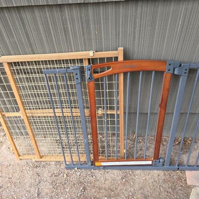 Two child / Pet gates - summer wood with metal rails and a wooden one