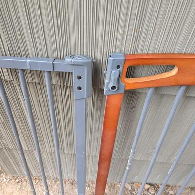 Two child / Pet gates - summer wood with metal rails and a wooden one