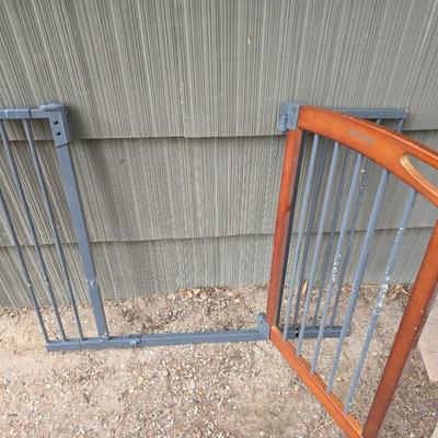 Two child / Pet gates - summer wood with metal rails and a wooden one