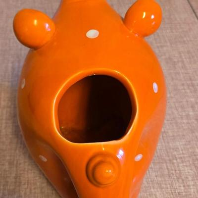 Orange Polka Dot Pig Watering Can