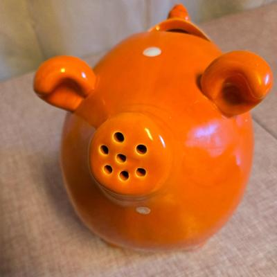 Orange Polka Dot Pig Watering Can