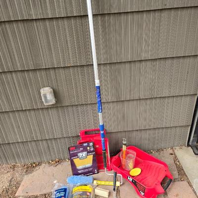 Painting supplies - rollers - brushes - trays - telescoping handle - and more