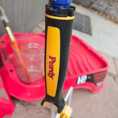 Painting supplies - rollers - brushes - trays - telescoping handle - and more