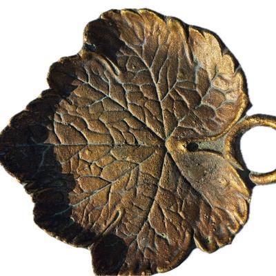Antique Bronze Maple Leaf Dish With Loop