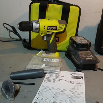 Ryobi Compact 18 volt hammer drill with battery, charger, storage bag and accessories