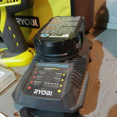 Ryobi Compact 18 volt hammer drill with battery, charger, storage bag and accessories