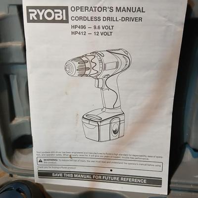Ryobi cordless drill-driver with case - 2 batteries - charger- Instructions and some accessories 12 volt