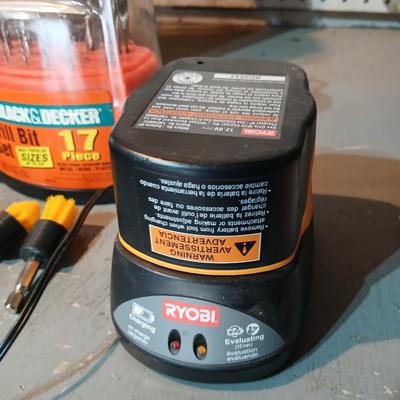 Ryobi cordless drill-driver with case - 2 batteries - charger- Instructions and some accessories 12 volt