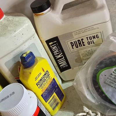 Household chemicals & small repair / project items including edges for a raised garden bed !